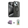MARSİLYAN™- iPhone 15 Kılıf Nova Asil Prime - Siyah Polymer Nano Ekran Koruyucu + Raze Metal Kamera Lens - YL