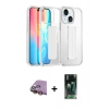 MARSİLYAN™- iPhone 15 Kılıf Nova Işık Koleksiyonu - Şeffaf 360 Full Body Arka Koruyucu + Raze Metal Kamera Lens - SI