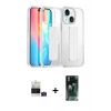 MARSİLYAN™- iPhone 15 Kılıf Nova Işık Koleksiyonu - Şeffaf 360 Full Body Arka Koruyucu + Bilvis Titan Kamera Lens - YL