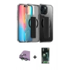 MARSİLYAN™- iPhone 15 Kılıf Nova Işık Koleksiyonu - Siyah 360 Mat Full Body Arka Koruyucu + Raze Metal Kamera Lens - YL