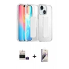 MARSİLYAN™- iPhone 15 Kılıf Nova Işık Koleksiyonu - Siyah Bilvis 3D Mat Cam Ekran Koruyucu + Pembe Bilvis Titan Kamera Lens