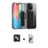 MARSİLYAN™- iPhone 15 Kılıf Nova Işık Koleksiyonu - Siyah Bilvis 3D Mat Cam Ekran Koruyucu + PVD Metal Kamera Lens - YL