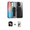 MARSİLYAN™- iPhone 15 Kılıf Nova Işık Koleksiyonu - Siyah Bilvis 3D Mat Cam Ekran Koruyucu + PVD Metal Kamera Lens - TU