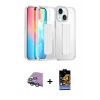 MARSİLYAN™- iPhone 15 Kılıf Nova Işık Koleksiyonu - Siyah Buffer Hayalet Cam Ekran Koruyucu + Raze Metal Kamera Lens - YL