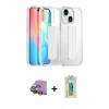 MARSİLYAN™- iPhone 15 Kılıf Nova Işık Koleksiyonu - Siyah Polymer Nano Ekran Koruyucu + Raze Metal Kamera Lens - SI