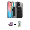 MARSİLYAN™- iPhone 15 Kılıf Nova Işık Koleksiyonu - Siyah Polymer Nano Ekran Koruyucu + Raze Metal Kamera Lens - SI