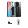 MARSİLYAN™- iPhone 15 Kılıf Nova Işık Koleksiyonu - Siyah Polymer Nano Ekran Koruyucu + Bilvis Titan Kamera Lens - YL