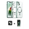 MARSİLYAN™- iPhone 15 Kılıf Nova Işık Özel Seri - Şeffaf 360 Full Body Arka Koruyucu + PVD Metal Kamera Lens - YL