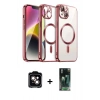 MARSİLYAN™- iPhone 15 Kılıf Nova Işık Özel Seri - Şeffaf 360 Full Body Arka Koruyucu + PVD Metal Kamera Lens - TU
