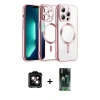 MARSİLYAN™- iPhone 15 Kılıf Nova Işık Özel Seri - Şeffaf 360 Full Body Arka Koruyucu + PVD Metal Kamera Lens - TU