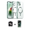 MARSİLYAN™- iPhone 15 Kılıf Nova Işık Özel Seri - Şeffaf 360 Full Body Arka Koruyucu + PVD Metal Kamera Lens - TU