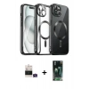 MARSİLYAN™- iPhone 15 Kılıf Nova Işık Özel Seri - Siyah 360 Mat Full Body Arka Koruyucu + Bilvis Titan Kamera Lens - YL