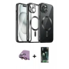 MARSİLYAN™- iPhone 15 Kılıf Nova Işık Özel Seri - Siyah 360 Mat Full Body Arka Koruyucu + Raze Metal Kamera Lens - PE