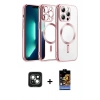 MARSİLYAN™- iPhone 15 Kılıf Nova Işık Özel Seri - Siyah Buffer Hayalet Cam Ekran Koruyucu + PVD Metal Kamera Lens - YL