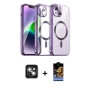 MARSİLYAN™- iPhone 15 Kılıf Nova Işık Özel Seri - Siyah Buffer Hayalet Cam Ekran Koruyucu + PVD Metal Kamera Lens - YL
