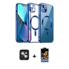 MARSİLYAN™- iPhone 15 Kılıf Nova Işık Özel Seri - Siyah Buffer Hayalet Cam Ekran Koruyucu + PVD Metal Kamera Lens - YL