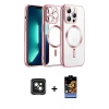 MARSİLYAN™- iPhone 15 Kılıf Nova Işık Özel Seri - Siyah Buffer Hayalet Cam Ekran Koruyucu + PVD Metal Kamera Lens - YL