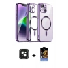 MARSİLYAN™- iPhone 15 Kılıf Nova Işık Özel Seri - Siyah Buffer Hayalet Cam Ekran Koruyucu + PVD Metal Kamera Lens - YL
