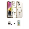 MARSİLYAN™- iPhone 15 Kılıf Nova Işık Özel Seri - Siyah Polymer Nano Ekran Koruyucu + Bilvis Titan Kamera Lens - SH