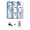 MARSİLYAN™- iPhone 15 Kılıf Nova Işık Özel Seri - Siyah Polymer Nano Ekran Koruyucu + Bilvis Titan Kamera Lens - PE