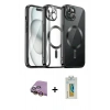 MARSİLYAN™- iPhone 15 Kılıf Nova Işık Özel Seri - Siyah Polymer Nano Ekran Koruyucu + Raze Metal Kamera Lens - SI