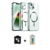 MARSİLYAN™- iPhone 15 Kılıf Nova Işık Özel Seri - Siyah Polymer Nano Ekran Koruyucu + PVD Metal Kamera Lens - TU