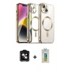 MARSİLYAN™- iPhone 15 Kılıf Nova Işık Özel Seri - Siyah Polymer Nano Ekran Koruyucu + PVD Metal Kamera Lens - TU