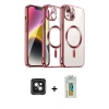 MARSİLYAN™- iPhone 15 Kılıf Nova Işık Özel Seri - Siyah Polymer Nano Ekran Koruyucu + PVD Metal Kamera Lens - YL
