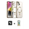 MARSİLYAN™- iPhone 15 Kılıf Nova Işık Özel Seri - Siyah Polymer Nano Ekran Koruyucu + PVD Metal Kamera Lens - YL