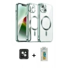 MARSİLYAN™- iPhone 15 Kılıf Nova Işık Özel Seri - Siyah Polymer Nano Ekran Koruyucu + PVD Metal Kamera Lens - YL