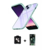MARSİLYAN™- iPhone 15 Kılıf Nova Işık Serisi - Şeffaf 360 Full Body Arka Koruyucu + PVD Metal Kamera Lens - TU