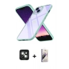 MARSİLYAN™- iPhone 15 Kılıf Nova Işık Serisi - Siyah Bilvis 3D Mat Cam Ekran Koruyucu + PVD Metal Kamera Lens - YL