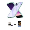 MARSİLYAN™- iPhone 15 Kılıf Nova Işık Serisi - Siyah Buffer Hayalet Cam Ekran Koruyucu + Bilvis Titan Kamera Lens - PE