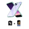 MARSİLYAN™- iPhone 15 Kılıf Nova Işık Serisi - Siyah Buffer Hayalet Cam Ekran Koruyucu + PVD Metal Kamera Lens - TU