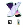 MARSİLYAN™- iPhone 15 Kılıf Nova Işık Serisi - Siyah Polymer Nano Ekran Koruyucu + PVD Metal Kamera Lens - YL