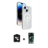 MARSİLYAN™- iPhone 15 Kılıf Nova Modern Prime - Şeffaf 360 Full Body Arka Koruyucu + PVD Metal Kamera Lens - TU