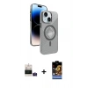MARSİLYAN™- iPhone 15 Kılıf Nova Modern Prime - Siyah Buffer Hayalet Cam Ekran Koruyucu + Bilvis Titan Kamera Lens - PE