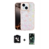 MARSİLYAN™- iPhone 15 Kılıf Odak Prime - Şeffaf 360 Full Body Arka Koruyucu + PVD Metal Kamera Lens - TU
