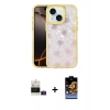 MARSİLYAN™- iPhone 15 Kılıf Odak Prime - Siyah Buffer Hayalet Cam Ekran Koruyucu + Bilvis Titan Kamera Lens - PE