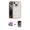 MARSİLYAN™- iPhone 15 Kılıf Odak Prime - Siyah Buffer Hayalet Cam Ekran Koruyucu + Pembe Raze Metal Kamera Lens
