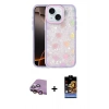 MARSİLYAN™- iPhone 15 Kılıf Odak Prime - Siyah Buffer Hayalet Cam Ekran Koruyucu + Pembe Raze Metal Kamera Lens