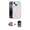 MARSİLYAN™- iPhone 15 Kılıf Odak Prime - Siyah Buffer Hayalet Cam Ekran Koruyucu + Pembe Raze Metal Kamera Lens