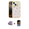 MARSİLYAN™- iPhone 15 Kılıf Odak Prime - Siyah Buffer Hayalet Cam Ekran Koruyucu + Pembe Raze Metal Kamera Lens