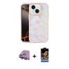 MARSİLYAN™- iPhone 15 Kılıf Odak Prime - Siyah Buffer Hayalet Cam Ekran Koruyucu + Pembe Raze Metal Kamera Lens