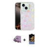 MARSİLYAN™- iPhone 15 Kılıf Odak Prime - Siyah Buffer Hayalet Cam Ekran Koruyucu + Pembe Raze Metal Kamera Lens