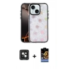 MARSİLYAN™- iPhone 15 Kılıf Odak Prime - Siyah Buffer Hayalet Cam Ekran Koruyucu + PVD Metal Kamera Lens - YL