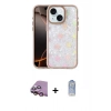 MARSİLYAN™- iPhone 15 Kılıf Odak Prime - Siyah Joko Magic 5D Cam + Pembe Raze Metal Kamera Lens