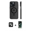 MARSİLYAN™- iPhone 15 Kılıf Pusula Minimal Koleksiyonu - Şeffaf 360 Full Body Arka Koruyucu + PVD Metal Kamera Lens - YL