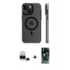 MARSİLYAN™- iPhone 15 Kılıf Pusula Minimal Koleksiyonu - Siyah 360 Mat Full Body Arka Koruyucu + Bilvis Titan Kamera Lens - PE