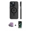 MARSİLYAN™- iPhone 15 Kılıf Pusula Minimal Koleksiyonu - Siyah 360 Mat Full Body Arka Koruyucu + Raze Metal Kamera Lens - YL